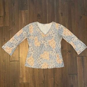 Floral Bell Sleeve V Neck Top